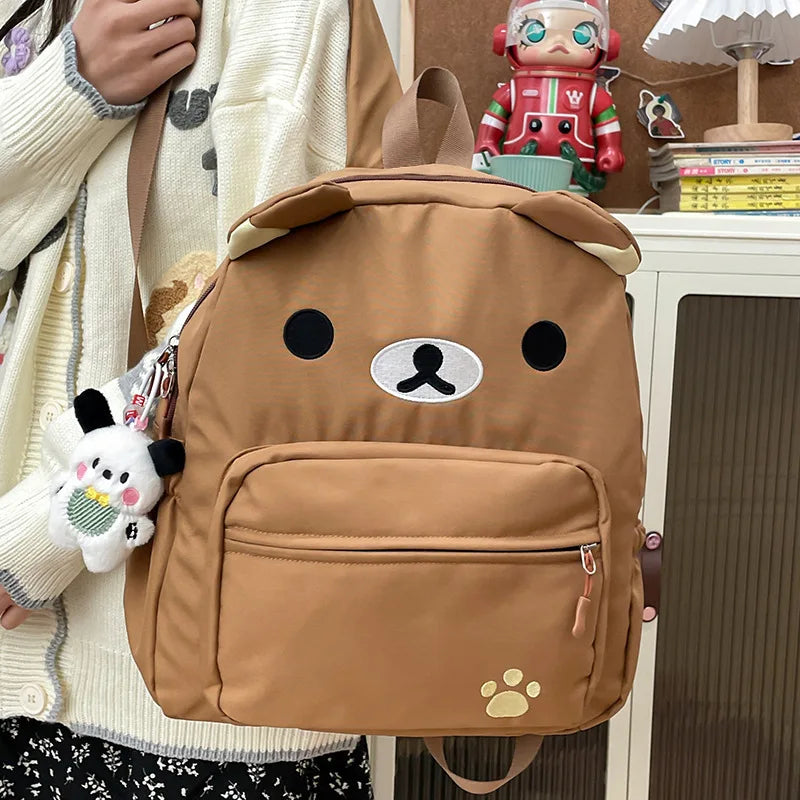 Rilakkuma Anime Backpack — Cute Relax Bear School Bag for Women, Girls & Boys, Outdoor Travel Rucksack Gift