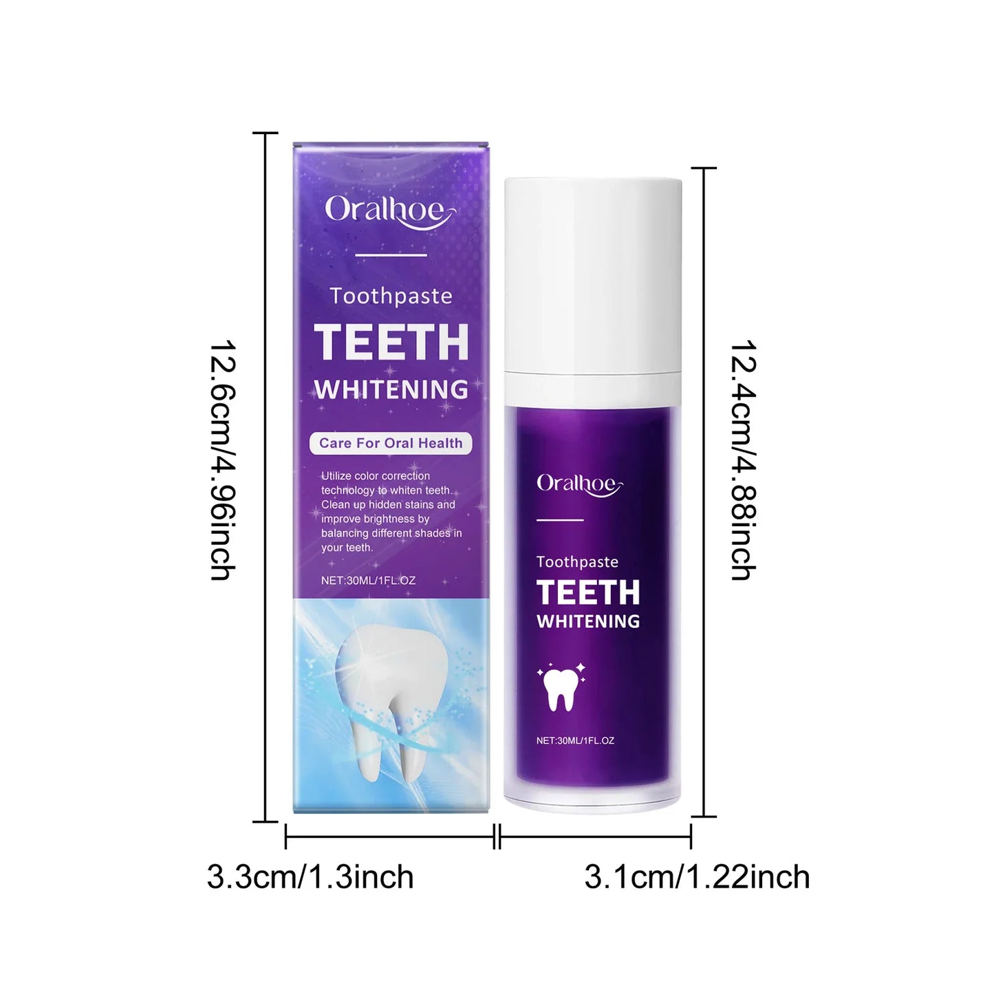 Purple Teeth Whitening Toothpaste – Deep Cleaning, Plaque & Stain Removal, Freshens Breath in 5 Days