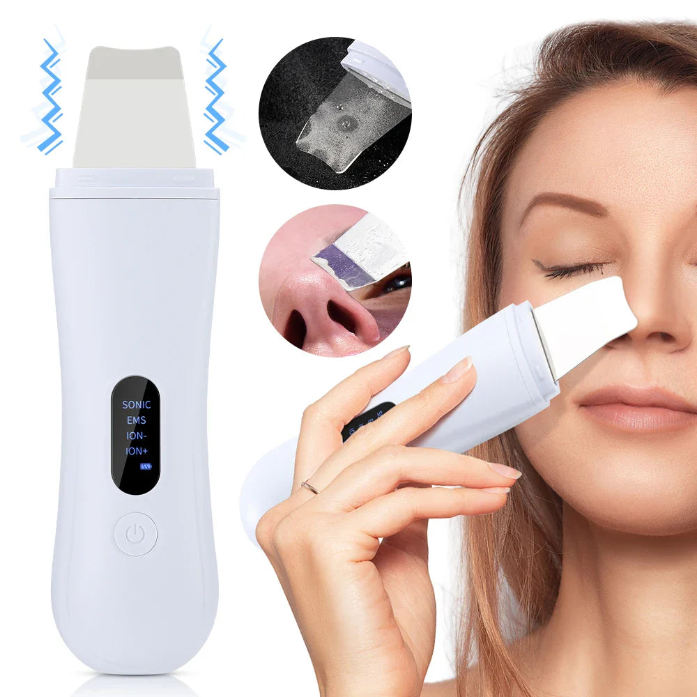 Ultrasonic Skin Scrubber – 4-Mode Facial Spatula for Deep Cleaning, Lifting & Peeling Skincare Device
