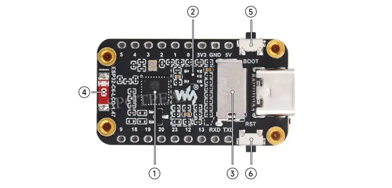 Waveshare ESP32-C6 Development Board – 1.47-inch Display, 172×320, WiFi 6 & Bluetooth, Type-C Interface
