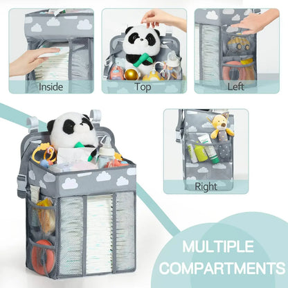Baby Crib Hanging Storage Bag – Diaper & Nappy Organizer for Cot, Infant Essentials Holder