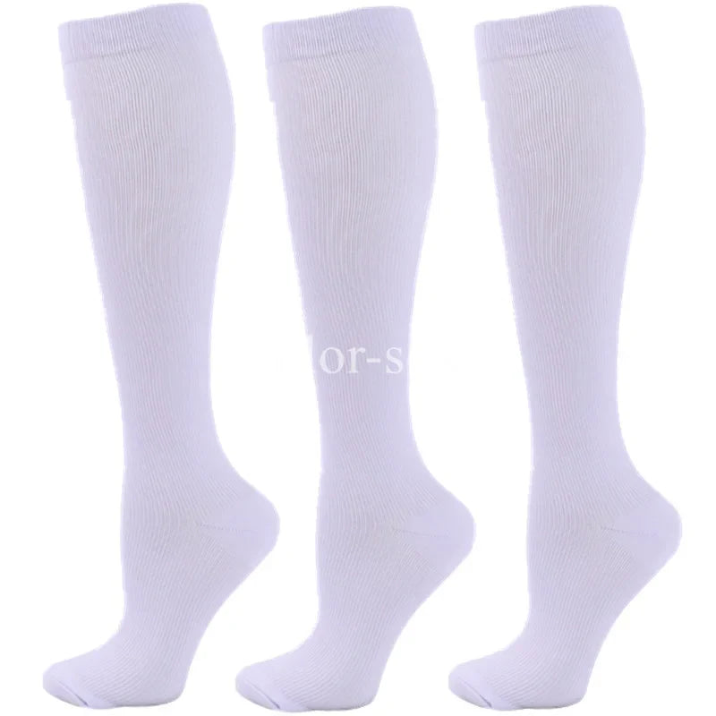 3 Pairs Knee High Compression Socks – Anti-Fatigue Support Stockings for Varicose Veins, Pain Relief & Sports Recovery (Men & Women)