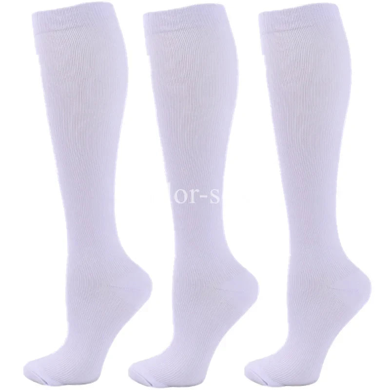 3 Pairs Knee High Compression Socks – Anti-Fatigue Support Stockings for Varicose Veins, Pain Relief & Sports Recovery (Men & Women)