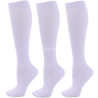 3 Pairs Knee High Compression Socks – Anti-Fatigue Support Stockings for Varicose Veins, Pain Relief & Sports Recovery (Men & Women)