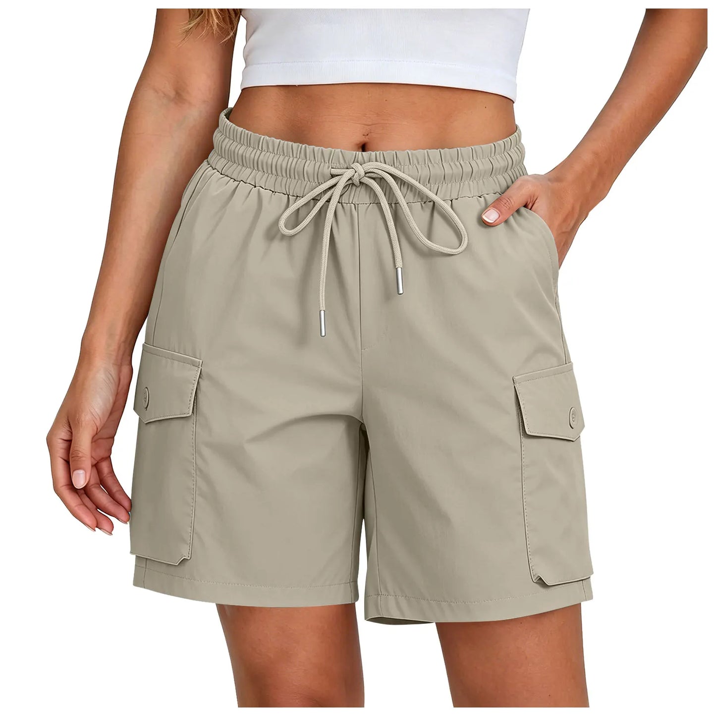 Women’s Summer Hiking Shorts - Lightweight Breathable High-Waist Multi-Pocket Cargo Shorts for Outdoor, Work & Streetwear