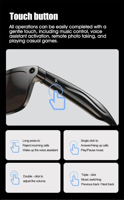 Xiaomi 1080P HD AI Smart Glasses — 100MP Camera, Bluetooth Call, Voice Assistant, 260mAh Battery, Smart Control