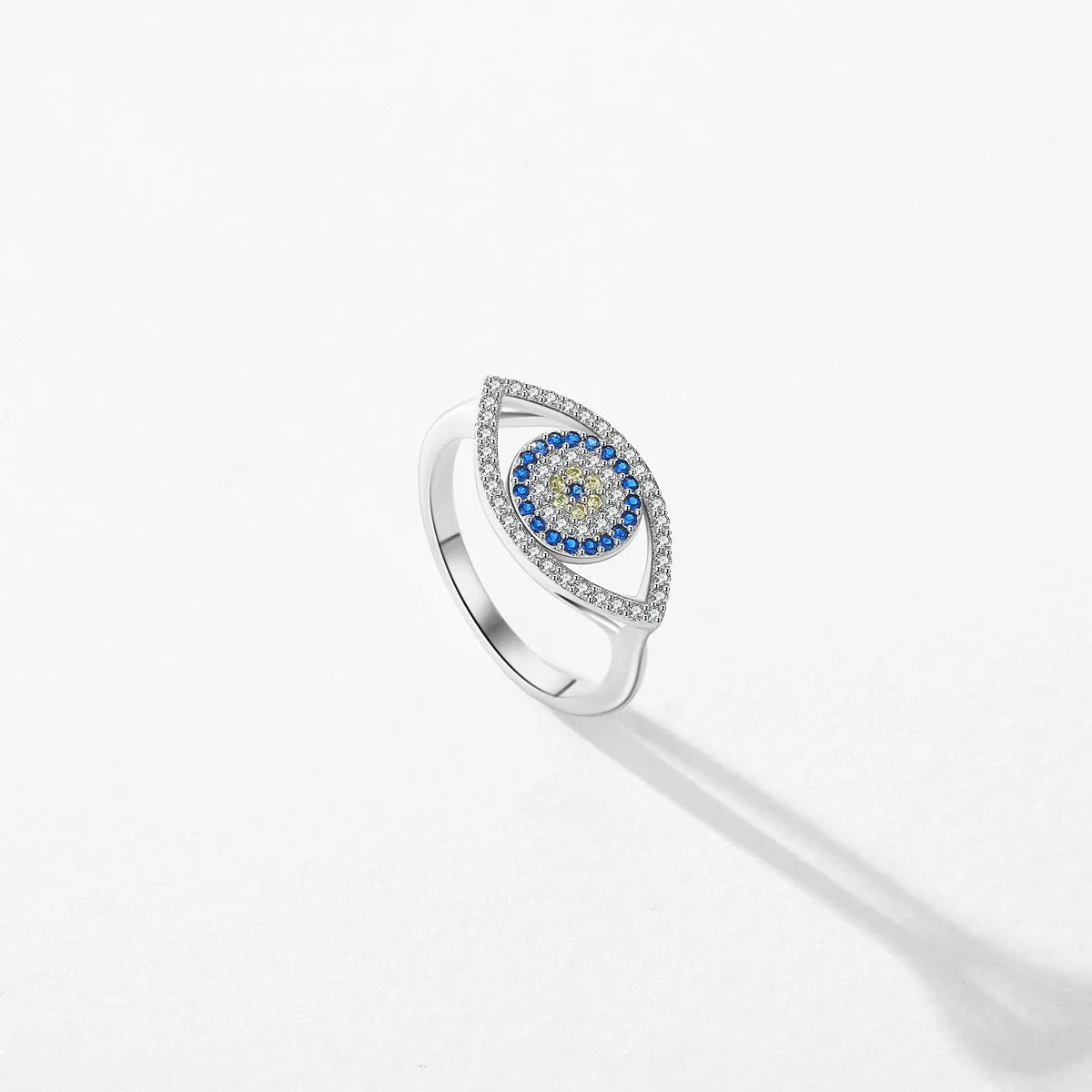 MODIAN 925 Sterling Silver Blue Ghost Eyes Ring — Sparkling Cubic Zirconia for Women