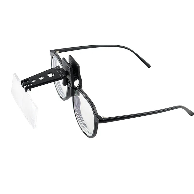 Clip-On Glasses Style Magnifying Glass — Wooden Horse Design with 3 Lens Sets for Reading & Surgical Use