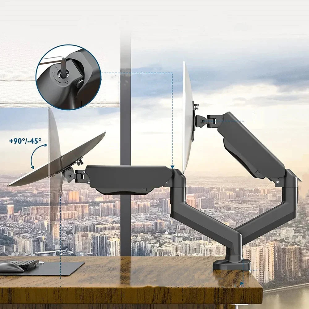 Dual Monitor Desk Mount – Mechanical Arm, VESA 100x100mm, Height Adjustable, Supports 32" Screens & 19.8 lbs per Screen