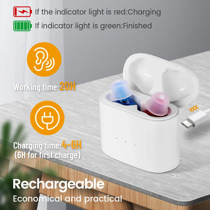 Rechargeable Invisible Hearing Aids for Elderly – Mini Wireless ITE Sound Amplifier Listening Device