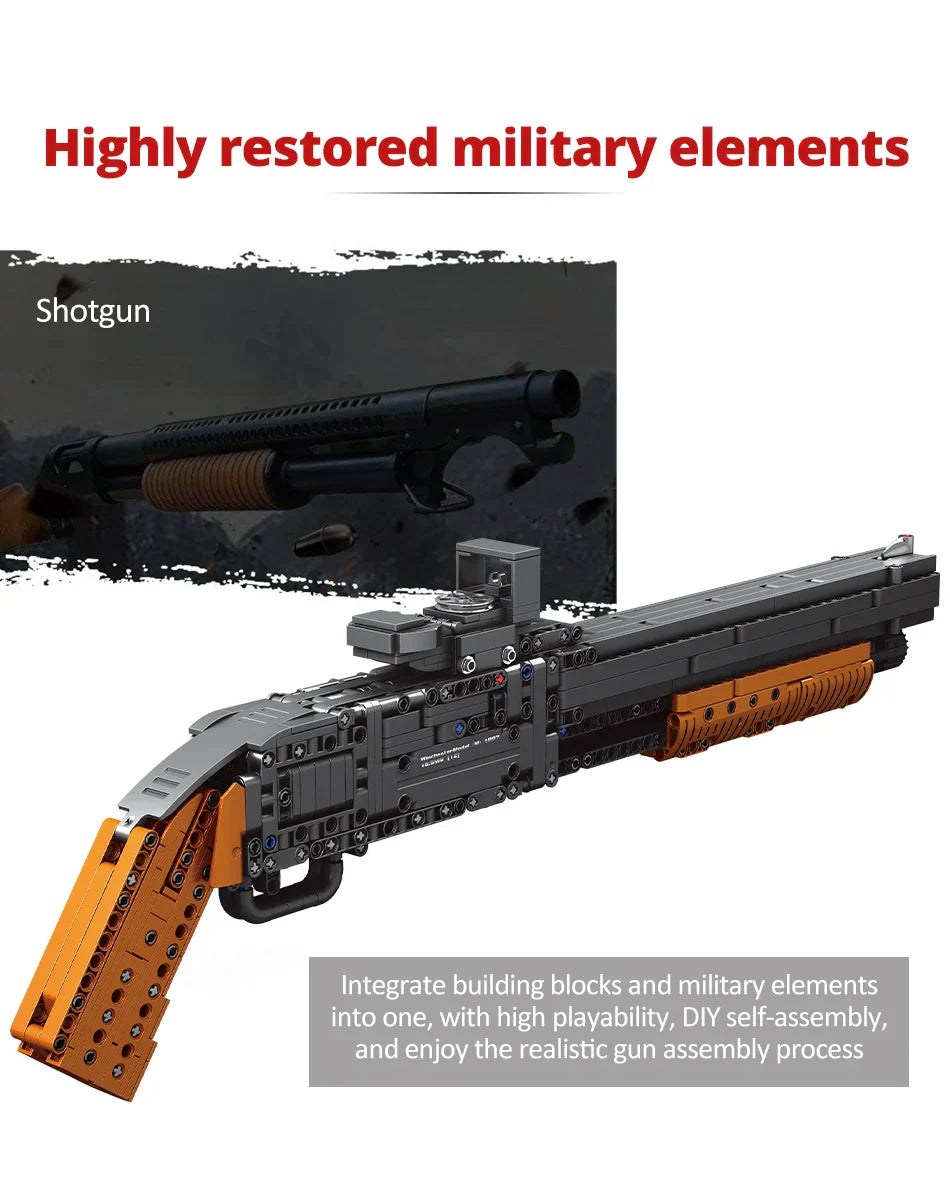 ZKZC WW2 Military Weapon Building Block Set – Shotgun, Sniper & Assault Rifle Toy for Kids Gifts