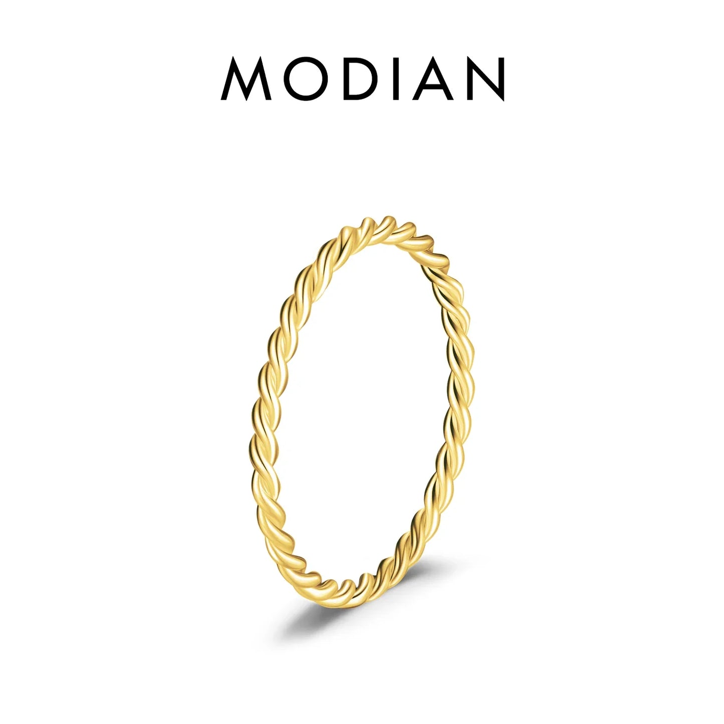 MODIAN 925 Sterling Silver Stackable Ring – Classic Wave Geometric Finger Ring, Fashion Jewelry for Women