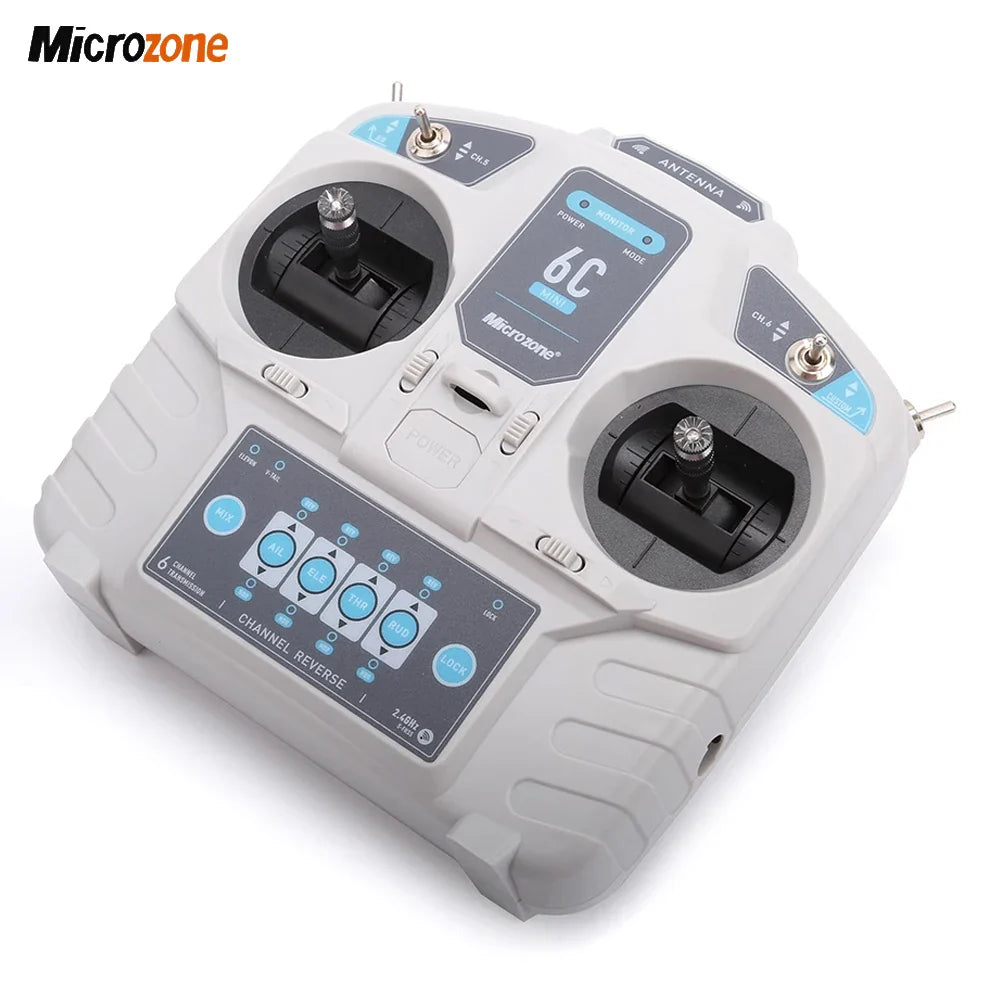 MicroZone MC6C-Mini V2 2.4G 6CH RC Controller — MC7RB Receiver for Fixed-Wing, Car, Boat & Airplane Toys
