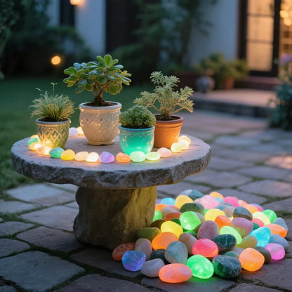 20pcs Glow-in-the-Dark Garden Pebbles – Lawn, Aquarium & Outdoor Decorative Stones