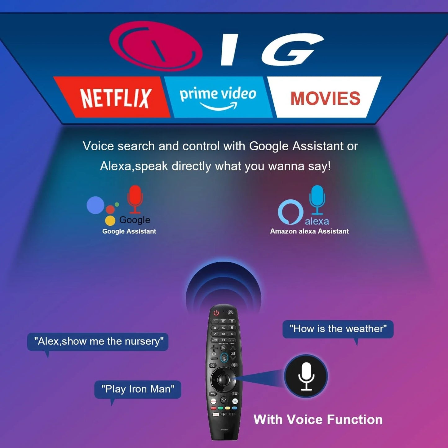 Replacement Remote Control for LG Smart TV - Voice Magic Remote with Voice Pointer for UHD, OLED, QNED LG TVs