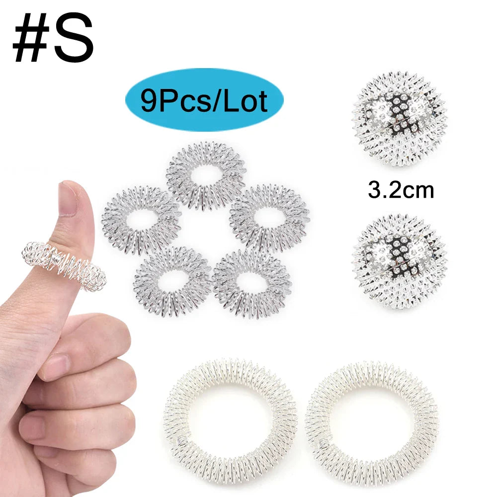 9pcs Hand & Foot Magnetic Therapy Spiky Massage Balls – Acupressure Trigger Point Pain Relief Pocket Massager