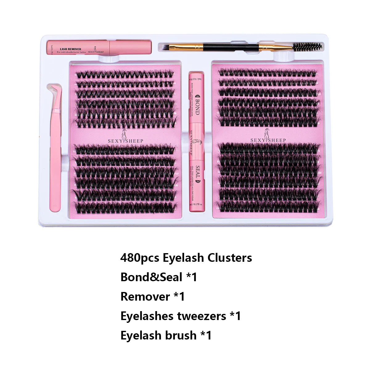 DIY False Eyelashes Cluster Extensions Kit – Natural Individual Lashes with Glue, Remover, Lash Brush & Tweezers