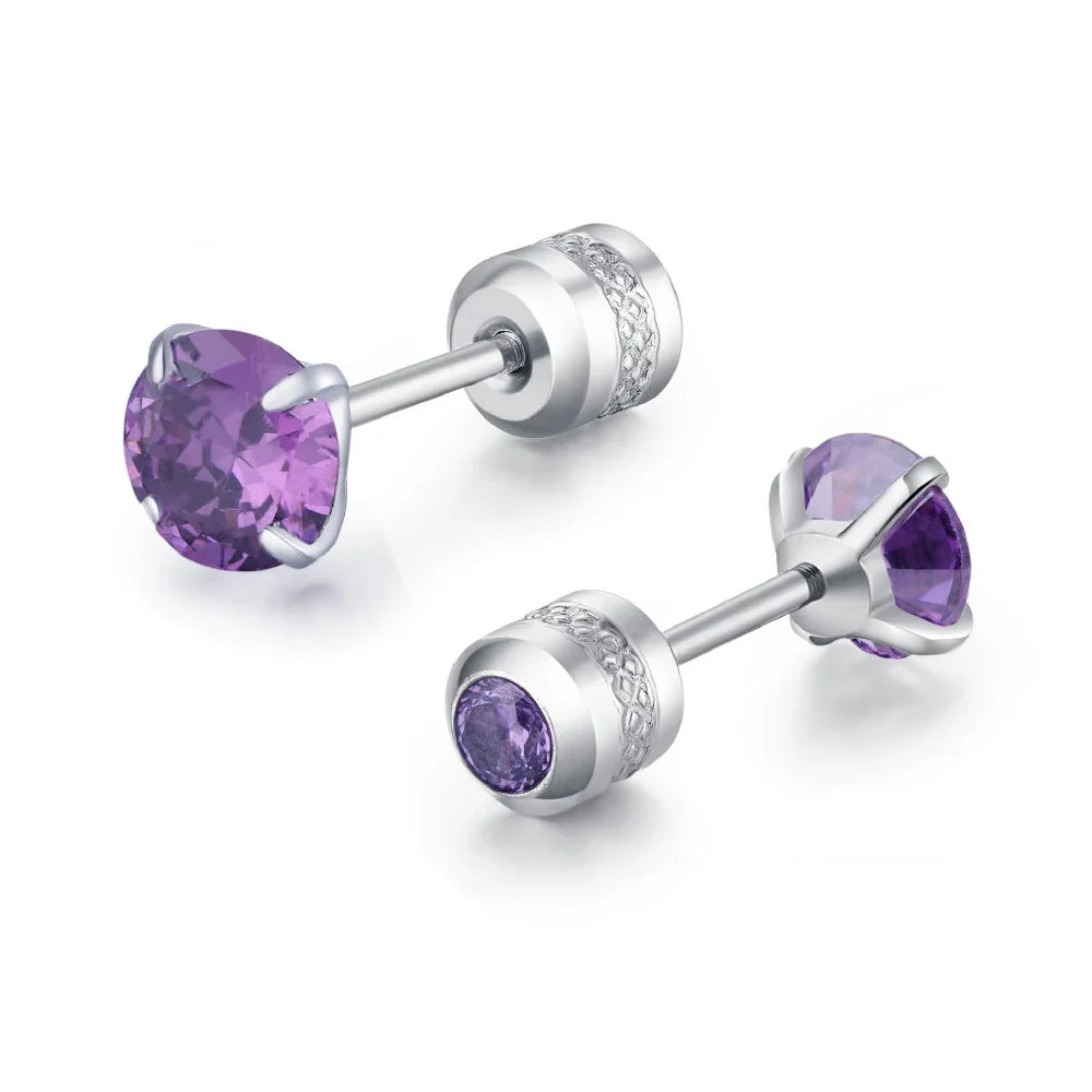 Medical Stainless Steel Zircon Ear Stud Earrings – Hypoallergenic Crystal Cartilage & Tragus Piercing Jewelry with Screw Back