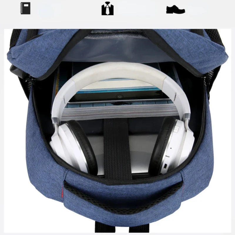 Classic Men's Waterproof Backpack - USB Charging, Large Capacity Travel and Laptop Bag for School and Casual Use