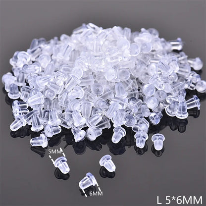 100pcs Clear Silicone Earring Backs – Soft Rubber Safety Bullet Stopper Jewelry DIY Accessories Ear Plugs Replacement
