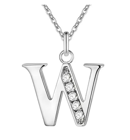 26 Letter 925 Sterling Silver Necklace - Zircon Initial Pendant Jewelry Gift for Women & Girls
