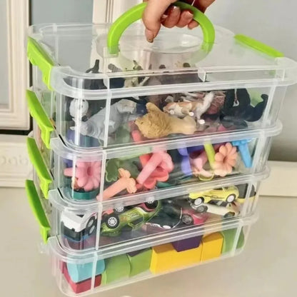 4-Layer Stackable Transparent Organizer Box – Multi-Tier Plastic Storage for Kids’ Toys, Makeup, Jewelry, School & Office Supplies