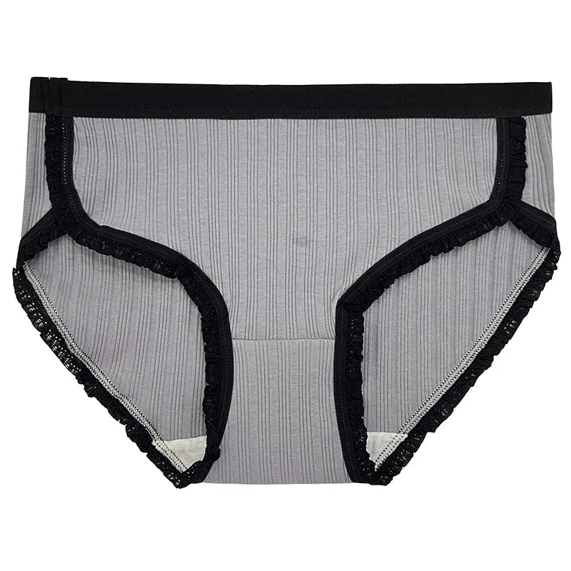 3-Piece Women’s Cotton Panties Set – Mid-Waist, Breathable Underwear, Solid Color Briefs, Sexy Lingerie for Girls