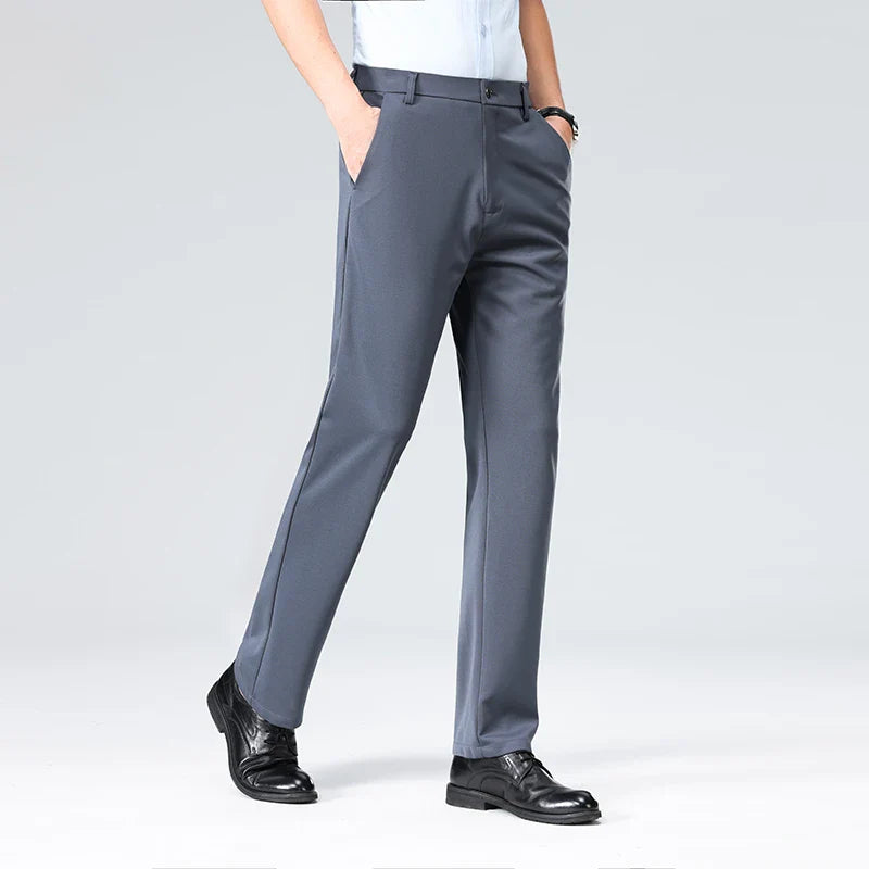 Men's Summer Fashion Suit Pants – Thin Business Casual Elastic Straight Leg Formal Trousers | Plus Size 28-42