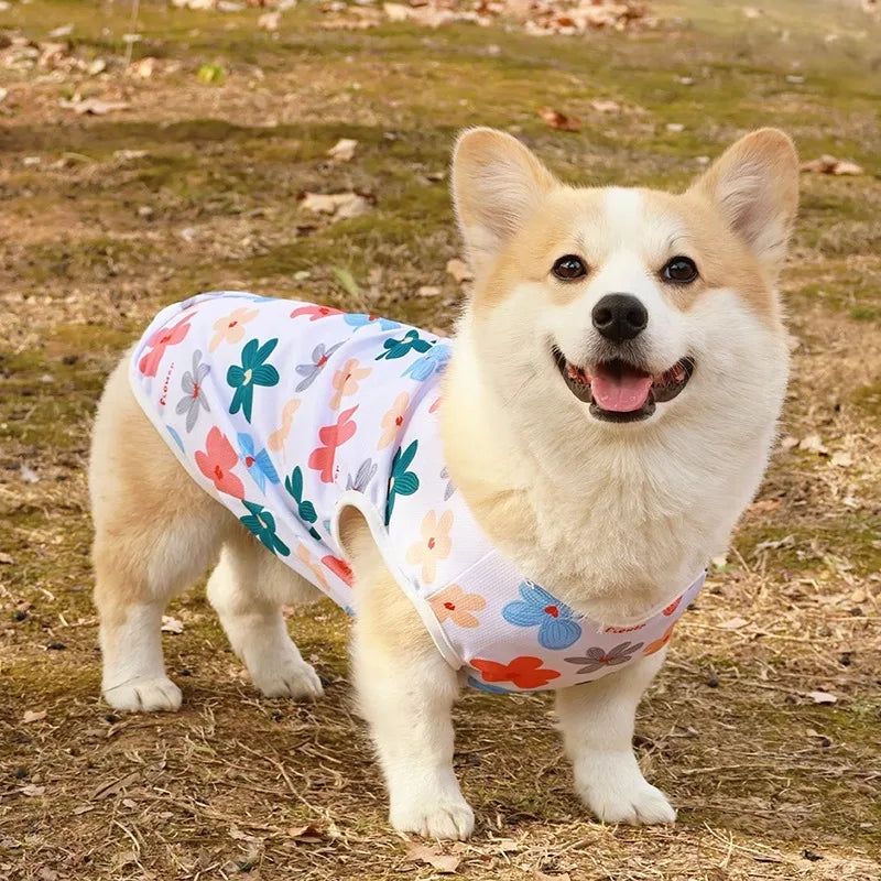 Cooling Summer Pet Vest - Soft Cartoon Dog Cat Shirt for Small Medium Large Dogs Puppy French Bulldog Clothing