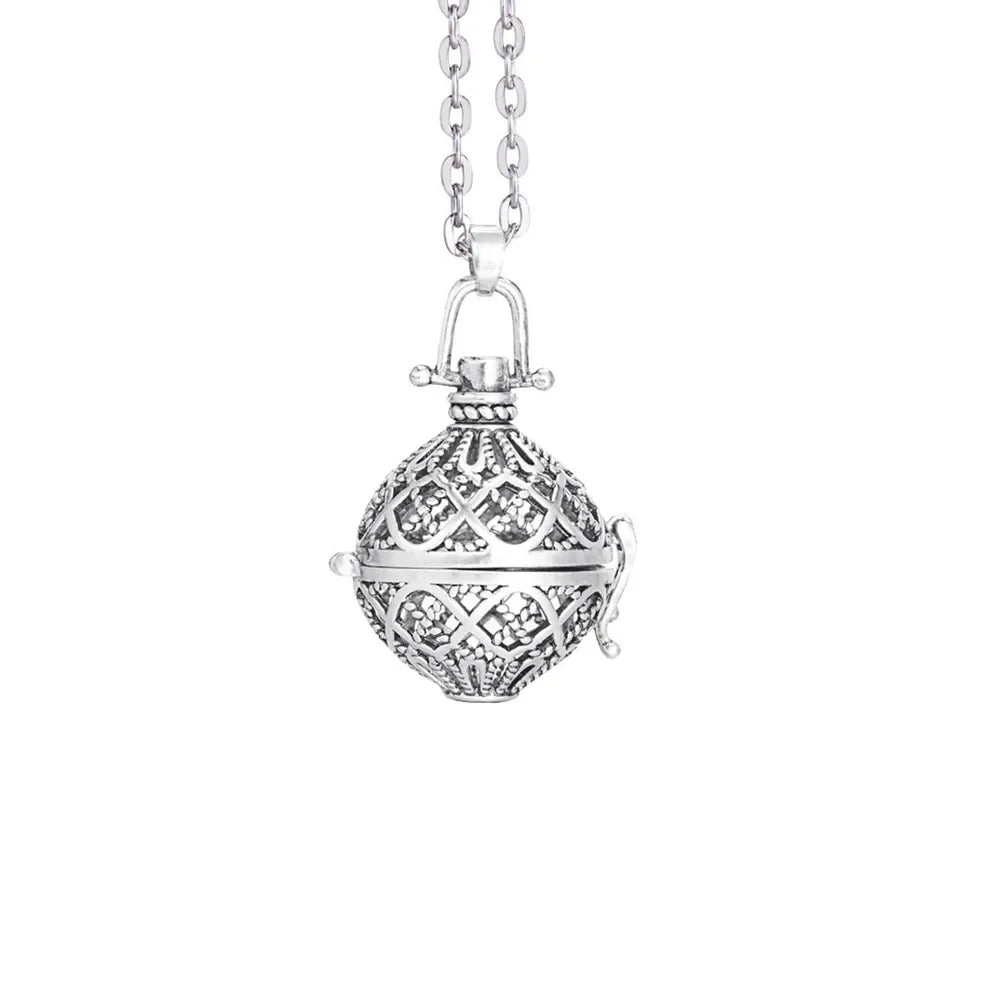 Vintage Mexico Angel Ball Chime Necklace – Antique Locket Aromatherapy Essential Oil Diffuser
