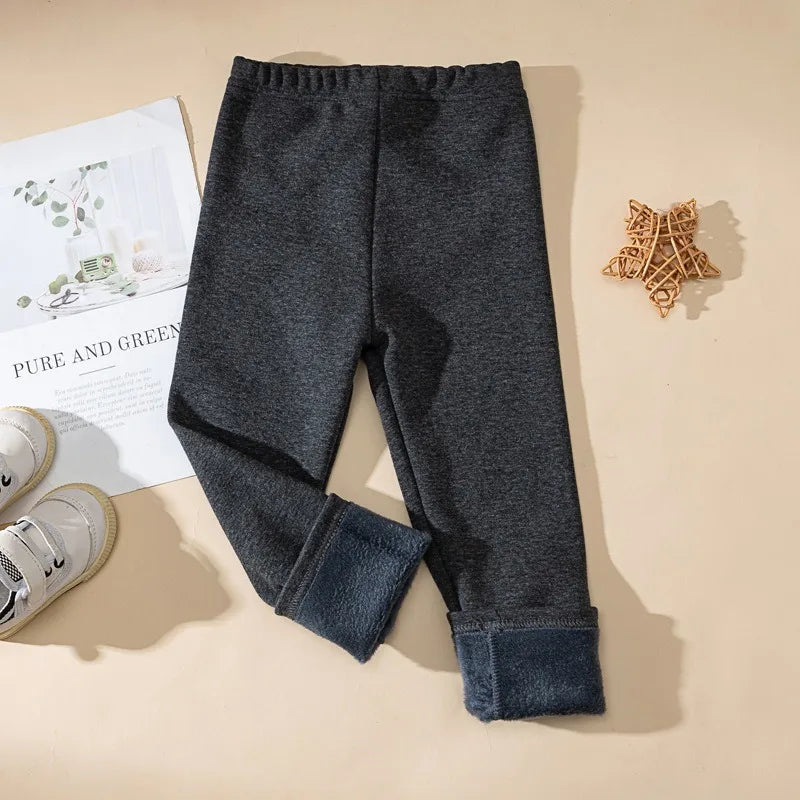 Winter Girls’ Fleece-Lined Thickened Trousers – Slim-Fit, Elastic Candy-Colored Pants to Keep Your Princess Cozy