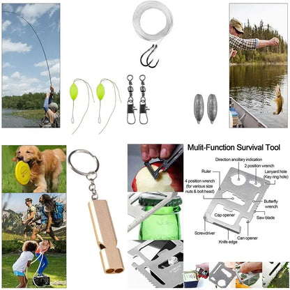 Professional Emergency Survival Kit - Multifunction Tactical Gear for Camping Hiking Wilderness Adventure and SOS Preparedness