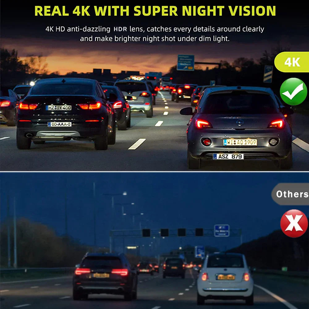 10'' 4K Mirror Dash Cam with GPS & WiFi – Dual Lens Car DVR, IPS Screen, Rearview Streaming Recorder