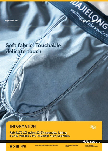 3PCS Luxury Ice Silk Satin Boxers — Summer Smooth, Cool Solid Men’s Underwear with Breathable Mesh Crotch
