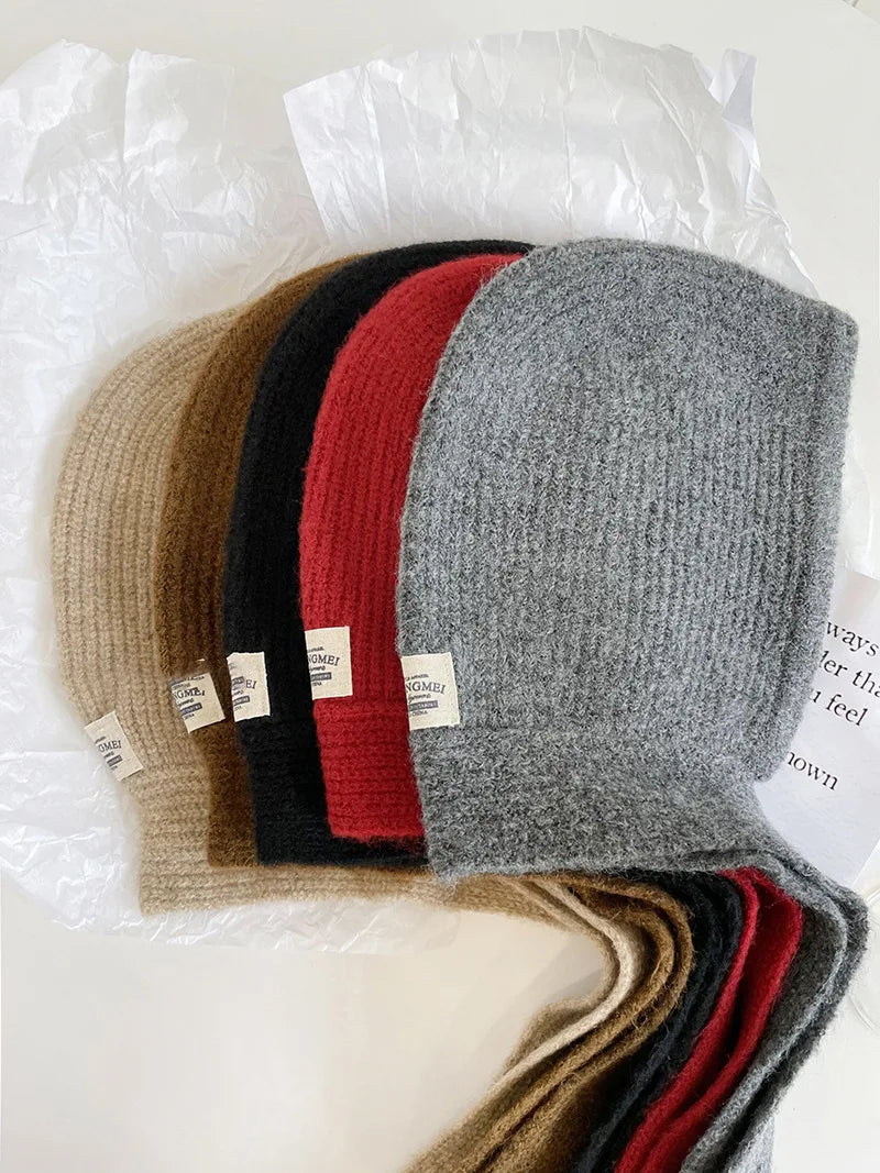 Knitted Beanie Cap for Men & Women – Winter Warm Unisex Hooded Hat with Neck Collar Scarf, Ski Balaclava
