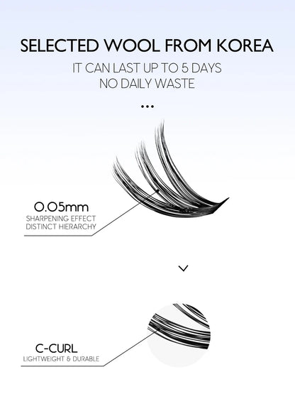 GROINNEYA Eyelash Clusters Kit – Large Capacity Wispy Individual Lashes for Natural DIY Extensions, Beginner-Friendly