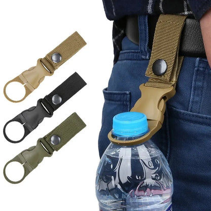 Webbing Buckle Hook Water Bottle Holder Clip - Outdoor Military Nylon EDC Climb Carabiner - Convenient Backpack Hanger for Camping and Hiking