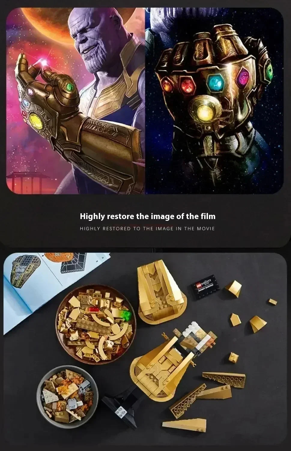 Marvel 32cm Iron Man Nano Gauntlet Building Blocks – Thanos Infinity Gloves DIY Puzzle Plastic Figure Toy