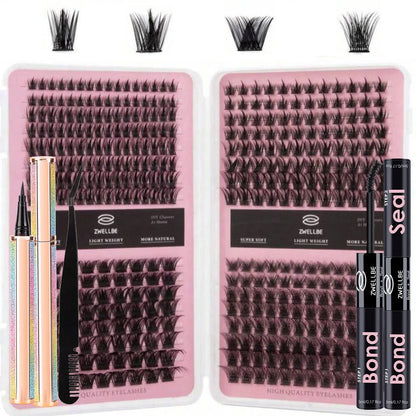Lash Bond, Seal, and Remover Kit – Waterproof Cluster Eyelash Glue, Strong Hold, Fast Removal for DIY Extensions