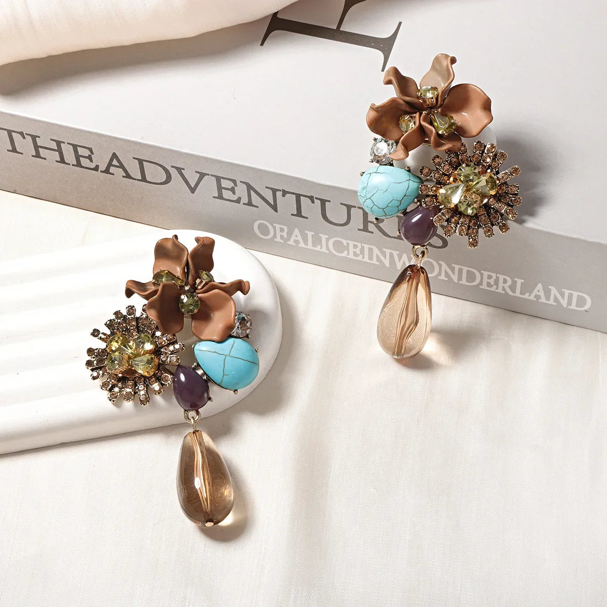 Zvoijio Resin Flower Drop Earrings - Personalized Trendy Long Water Drop Jewelry for Women