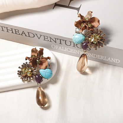 Zvoijio Resin Flower Drop Earrings - Personalized Trendy Long Water Drop Jewelry for Women