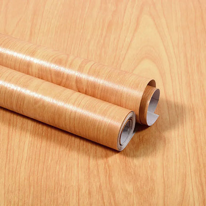 Self-Adhesive Waterproof Wood Grain Vinyl Wallpaper Roll – PVC Wall Sticker for Furniture Renovation & Bedroom Home Decor
