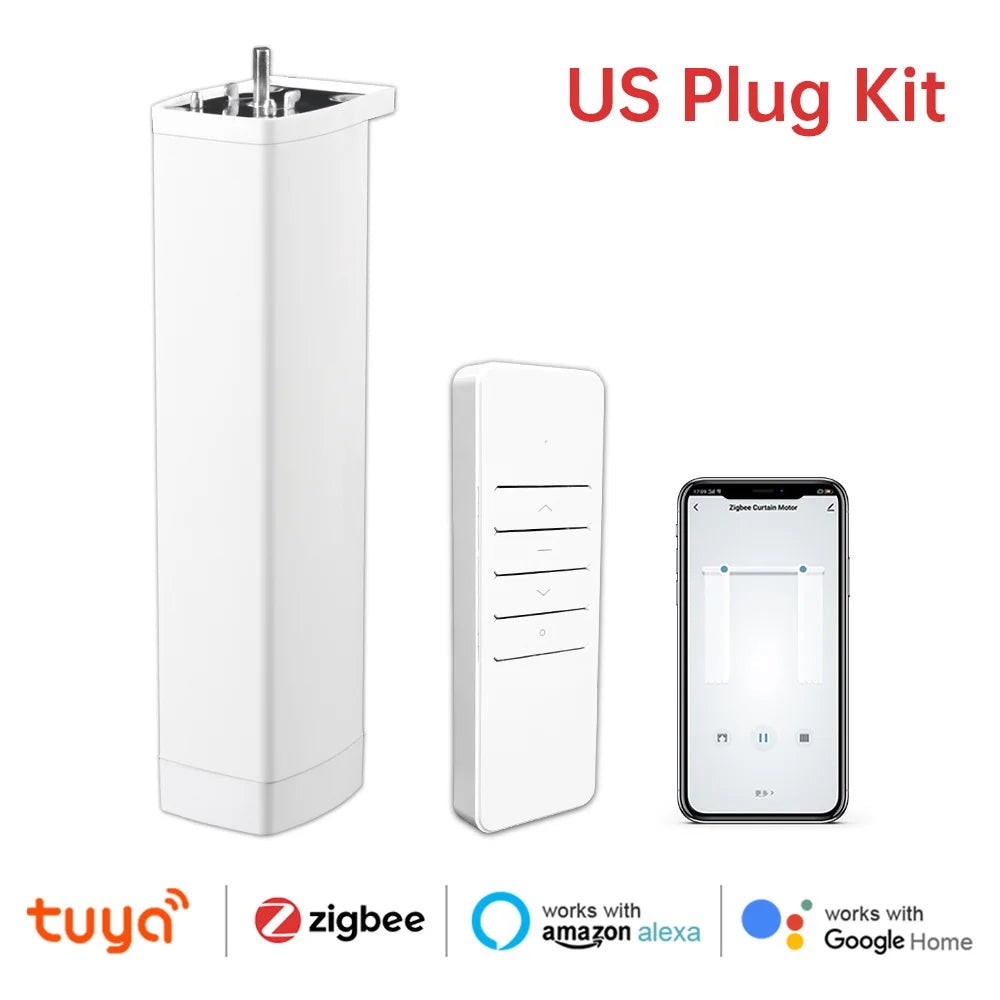 Smart Tuya WiFi/ZigBee Electric Curtain Shutter Motor – 22.5CM, RF Remote, App Control, Alexa, Google Assistant & SmartThings Compatible