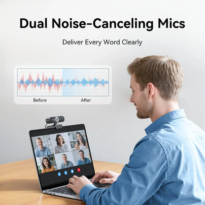 EMEET 4K/1080P Webcam for PC – Auto Focus Video Camera with Dual Microphones for Zoom, Teams & Video Calls