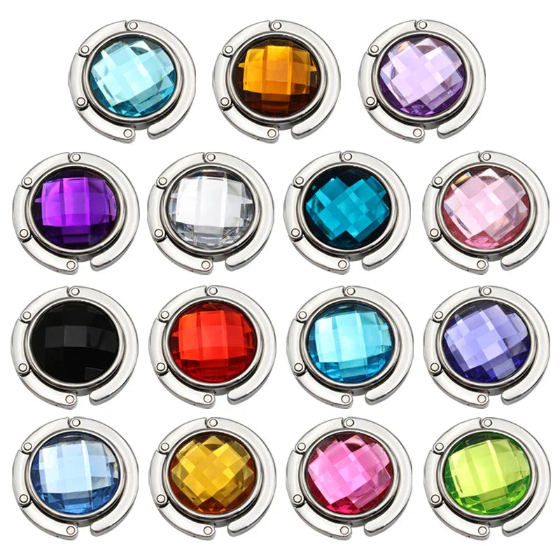 Crystal Alloy Magic Hooks: Portable Handbag Folding Hanger Holder for Purse Bag