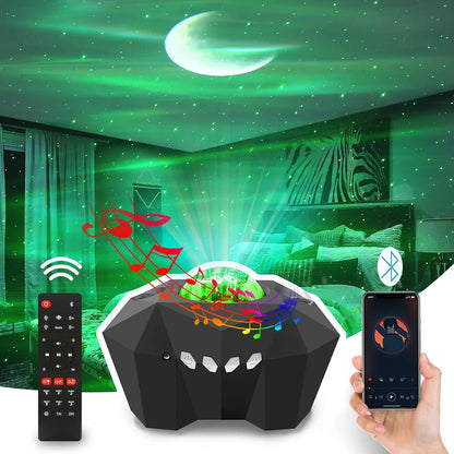 Aurora Galaxy Star Projector Night Light – Northern Lights Moon Lamp with Bluetooth Music for Bedroom Decor