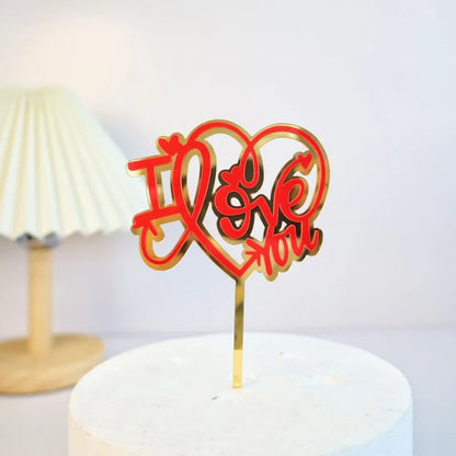 Big Red Love Cake Topper – Acrylic Wedding & Engagement Party Decoration, Valentine’s Day Love Cake Topper