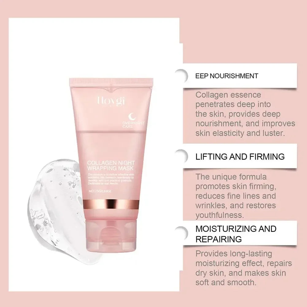 Korean Collagen Overnight Peel Off Facial Mask 75ml – Deep Hydrating Night Wrapping Mask Cream for Glowing Skin