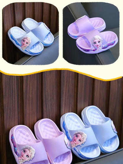 Disney Frozen Elsa Girls Slippers — Cute Cartoon Anti-Slip Soft Sole Summer Sandals