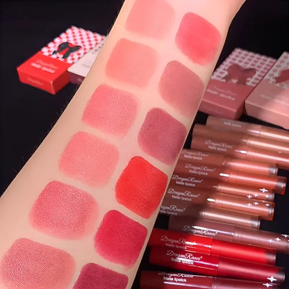 Nude Matte Waterproof Lipstick – Long-Lasting Velvet Red Lipsticks for Women, Non-Fading Lip Makeup